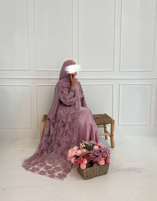 Luxury Cutdana Abaya Set with Inner & Hijab