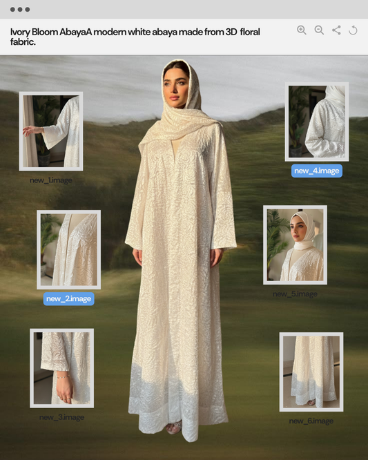 ivory bloom / 3D Floral Abaya