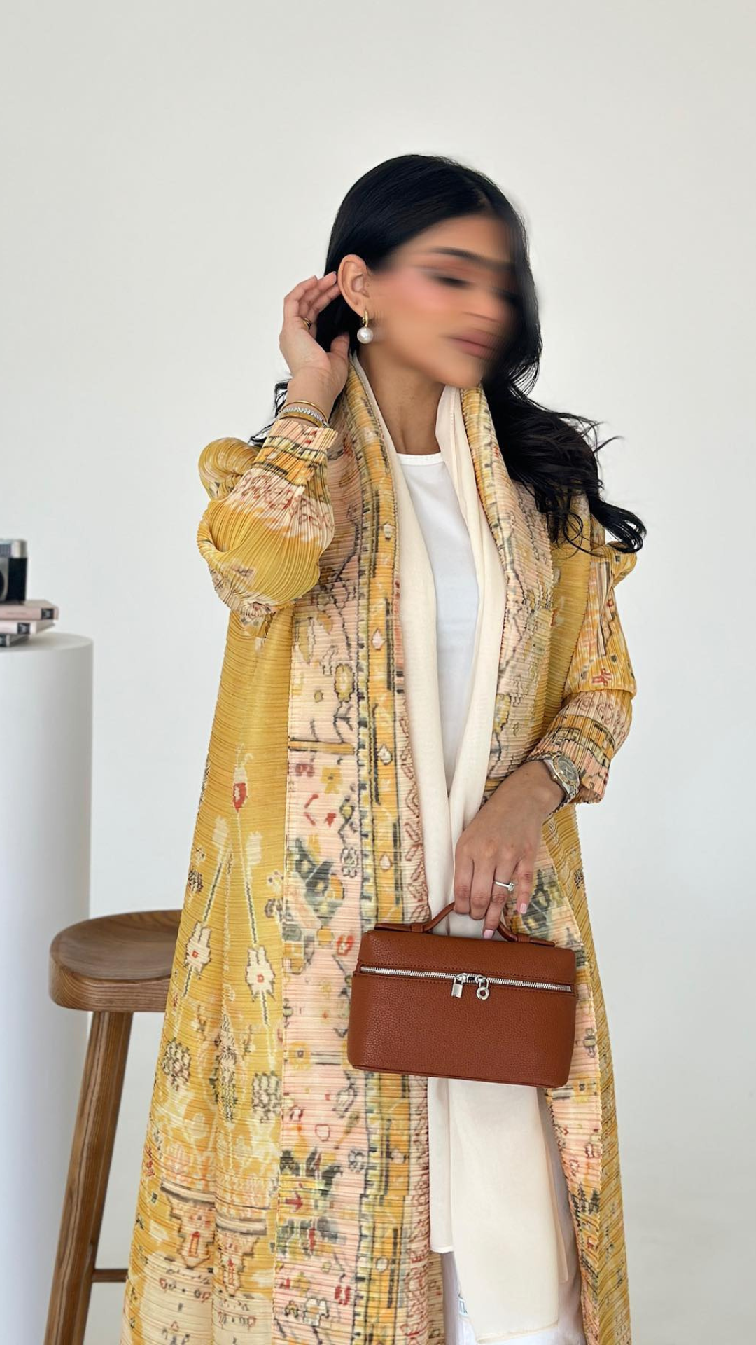 Saffron Ikat — Pleated Open Kaftan