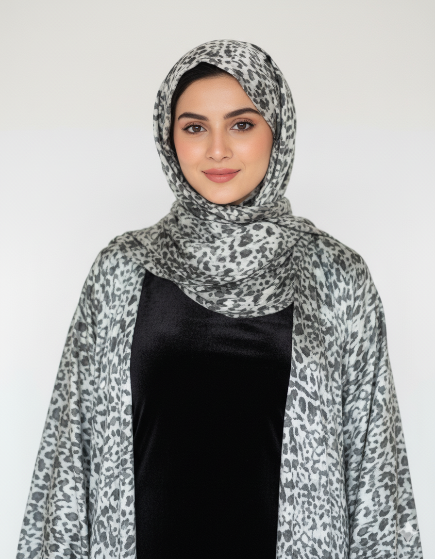 Silk Printed Abaya / Sage