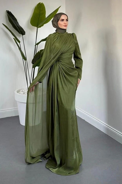 Olive Drape Maxi Dress