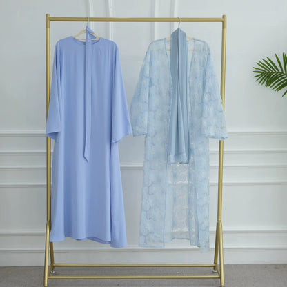 Luxury Cutdana Abaya Set with Inner & Hijab