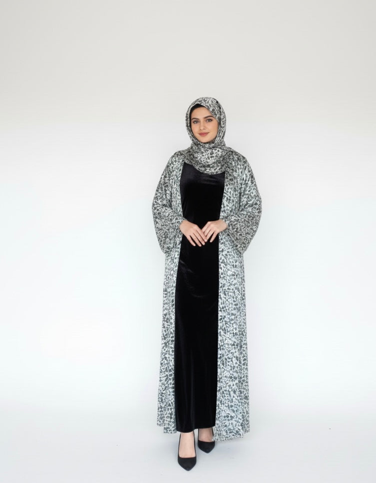 Silk Printed Abaya / Sage
