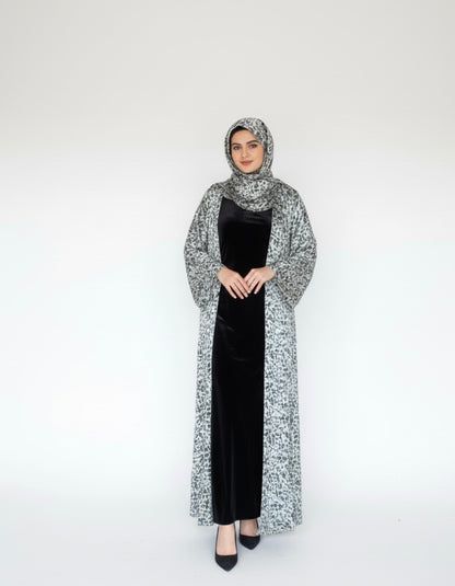 Silk Printed Abaya / Sage