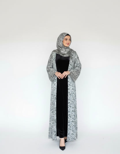 Silk Printed Abaya / Sage