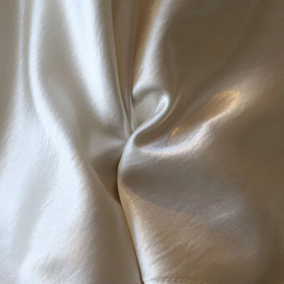 Satin Silk Midi Skirt / Cream White