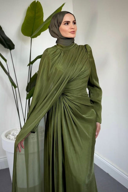 Olive Drape Maxi Dress