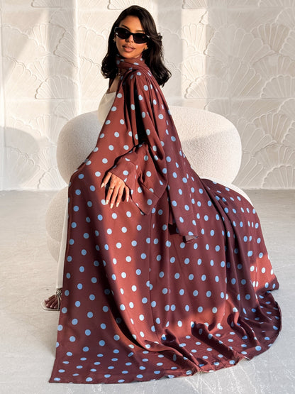 Rose Wood Polka Dot Abaya Set
