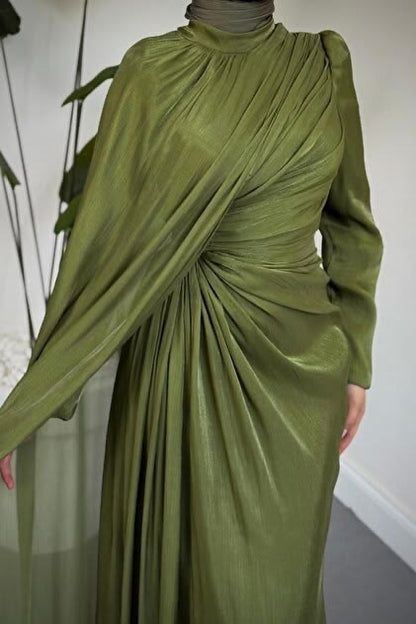 Olive Drape Maxi Dress