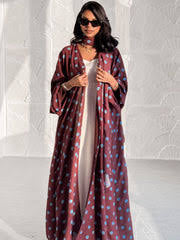 Rose Wood Polka Dot Abaya Set