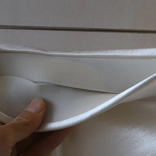 Satin Silk Midi Skirt / Cream White