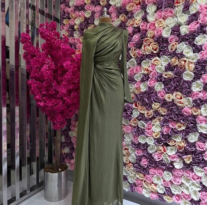 Olive Drape Maxi Dress