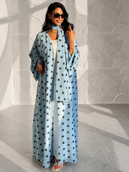 Sky Blue Polka Dot Abaya Set