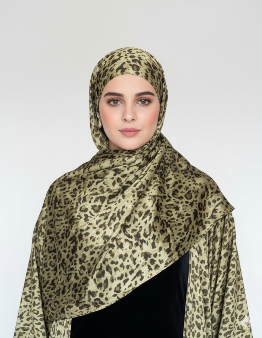 Silk Printed Abaya / Mustard