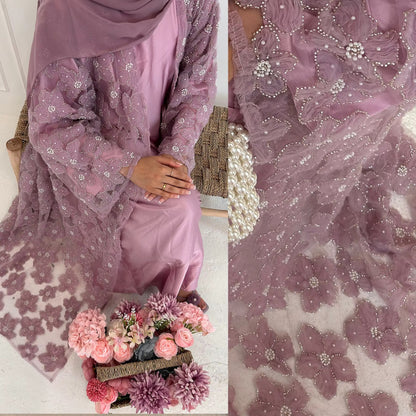 Luxury Cutdana Abaya Set with Inner & Hijab