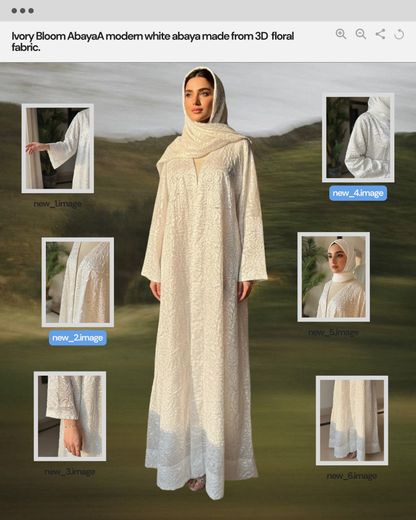 ivory bloom / 3D Floral Abaya