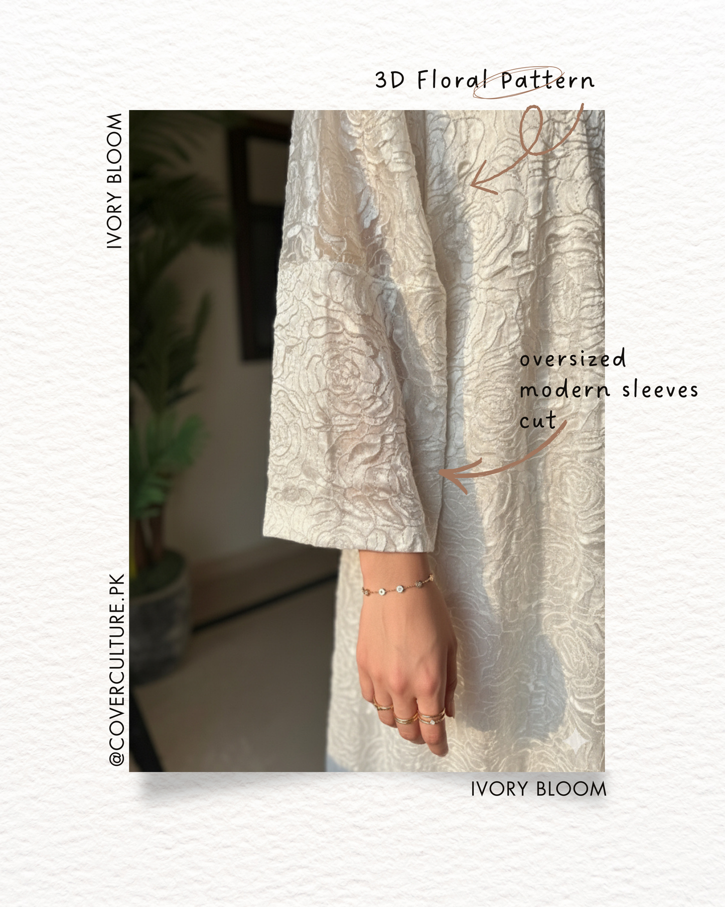 ivory bloom / 3D Floral Abaya