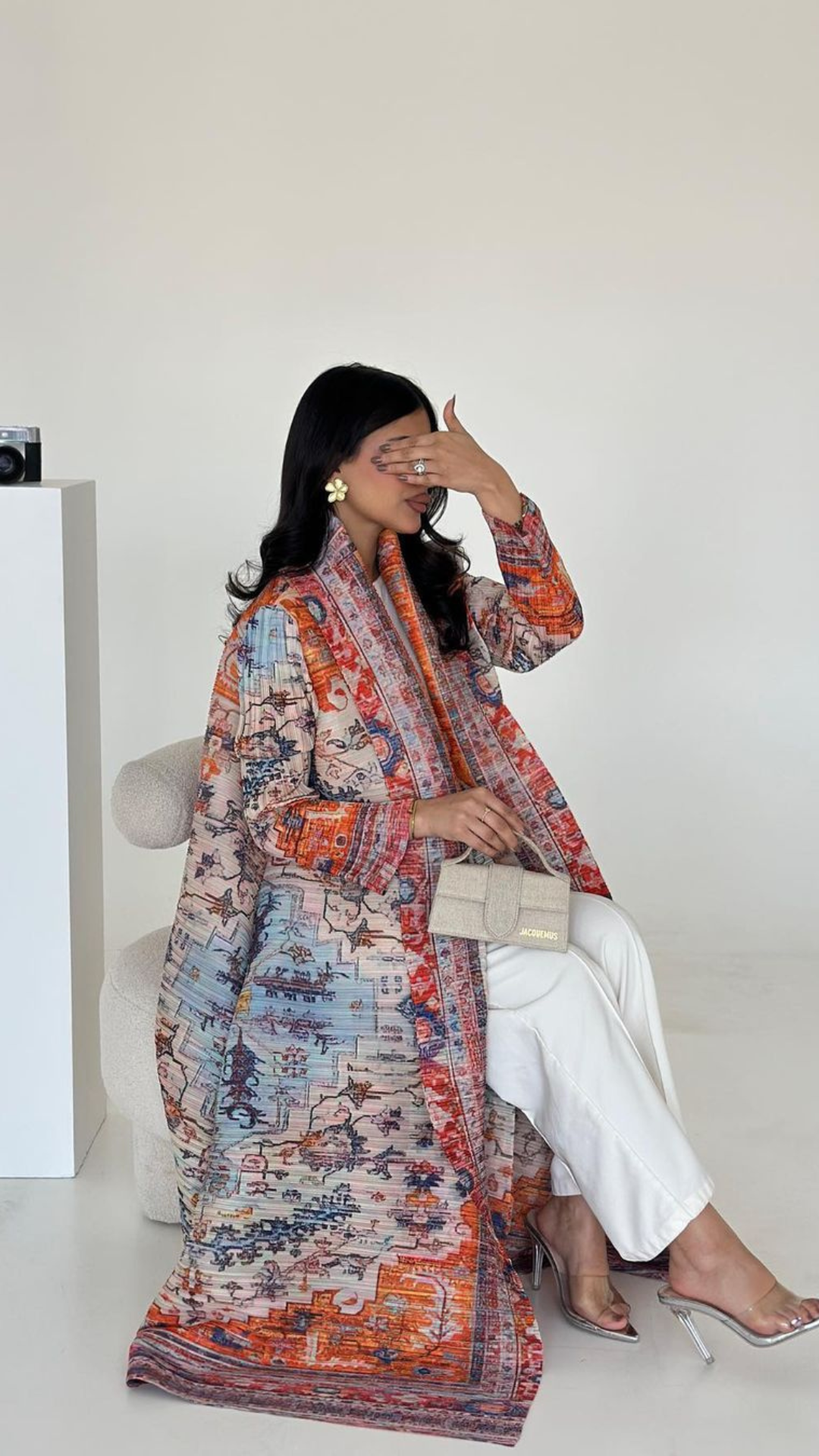 Coral Tapestry - Pleated Open Kaftan