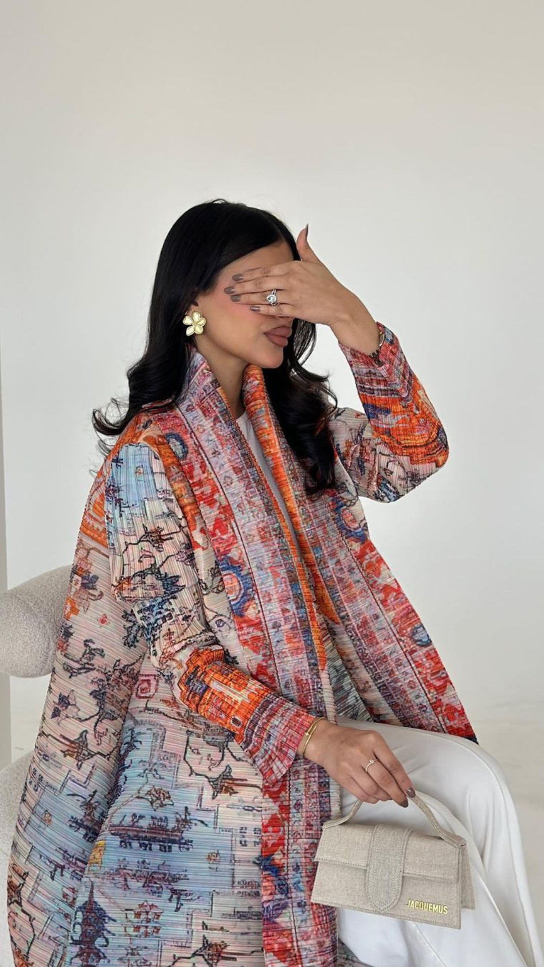 Coral Tapestry - Pleated Open Kaftan