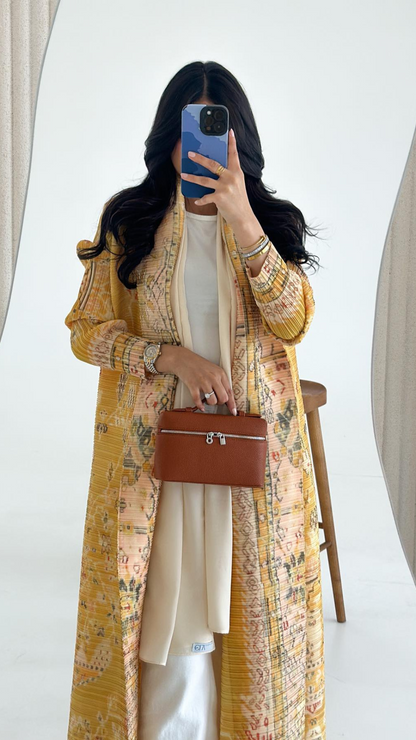 Saffron Ikat — Pleated Open Kaftan