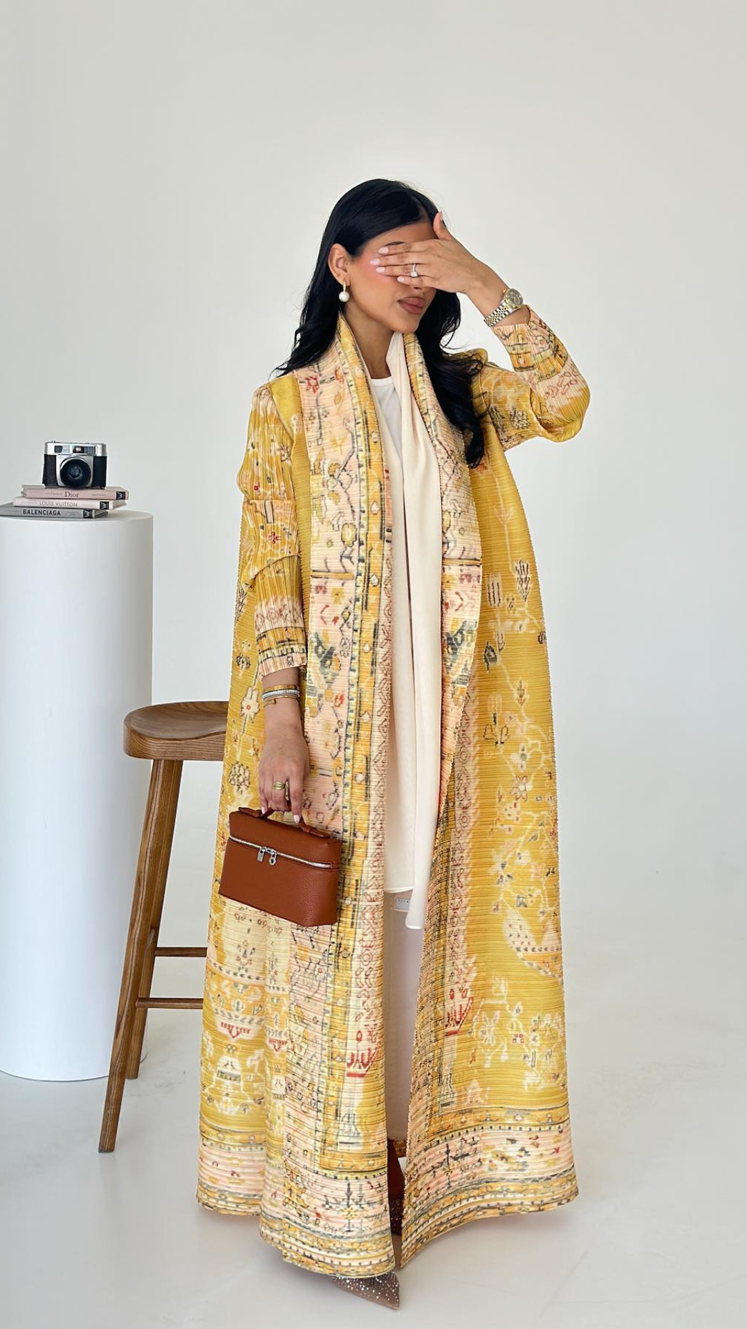 Saffron Ikat — Pleated Open Kaftan
