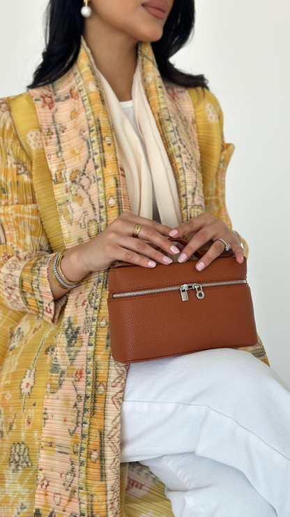 Saffron Ikat — Pleated Open Kaftan