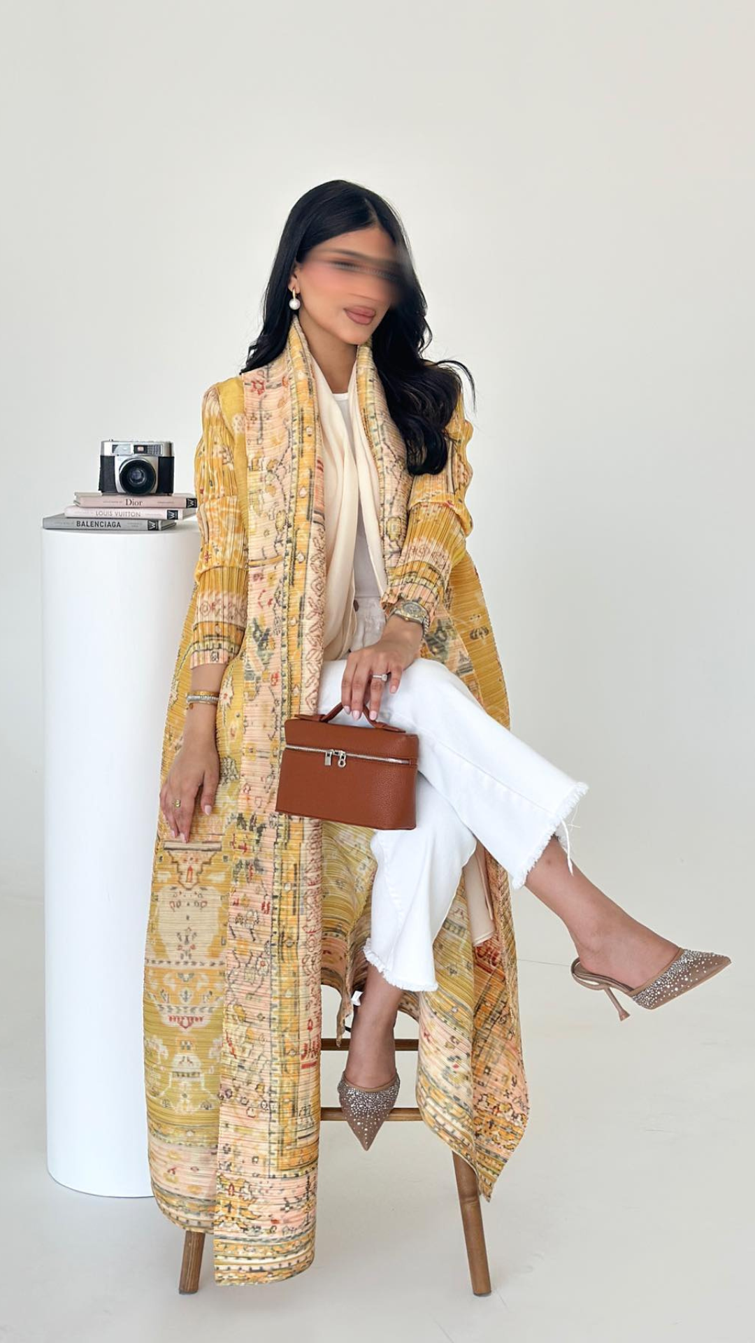 Saffron Ikat — Pleated Open Kaftan