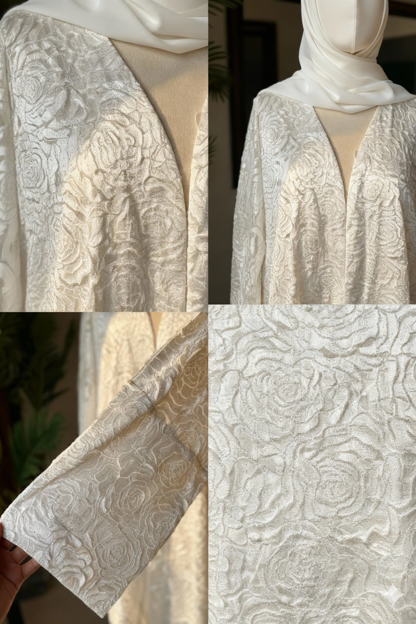 ivory bloom / 3D Floral Abaya