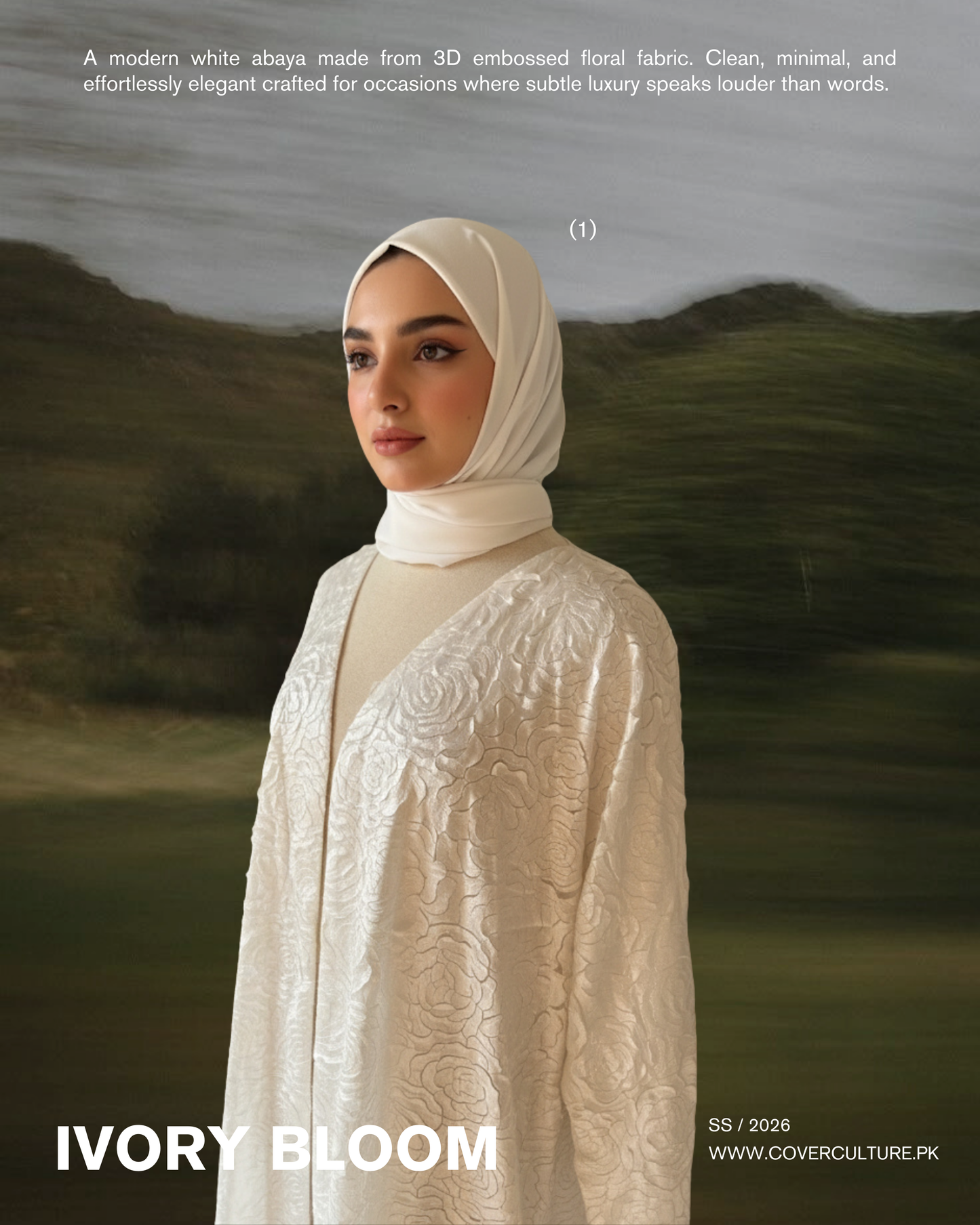 ivory bloom / 3D Floral Abaya
